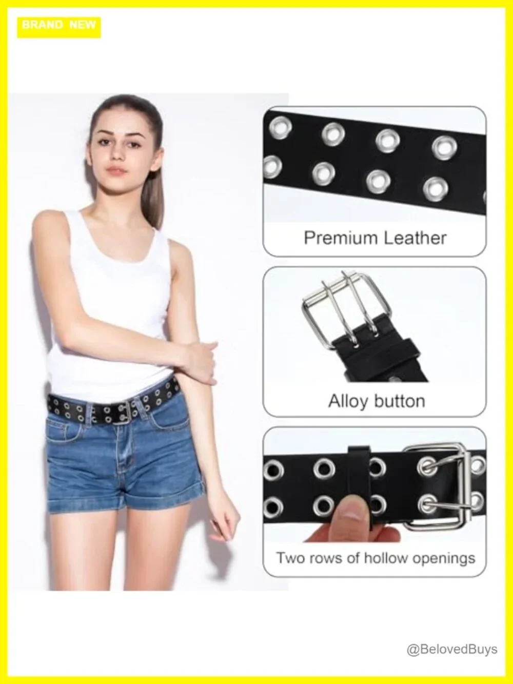 4 Piece Studded Belt Set - Punk Gothic Faux Leather Belts for Women Men